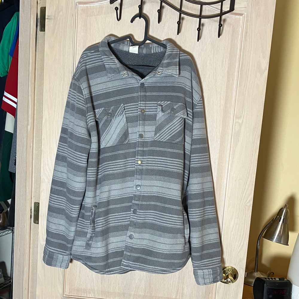 Gray Striped Shirt Jacket